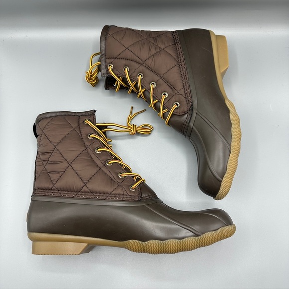Sperry Saltwater Nylon Rain Snow Duck Boots Mens size 10.5 Brown - Picture 11 of 12